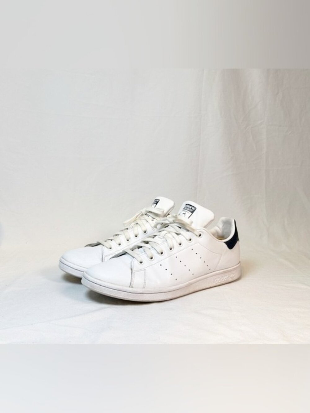 Adidas Originals Mens White Navy Stan Smith Sneakers~12~
